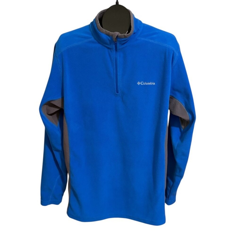 Columbia Lightweight Fleece 1/4 Zip Pullover Men's L Blue Gray Long Sleeve